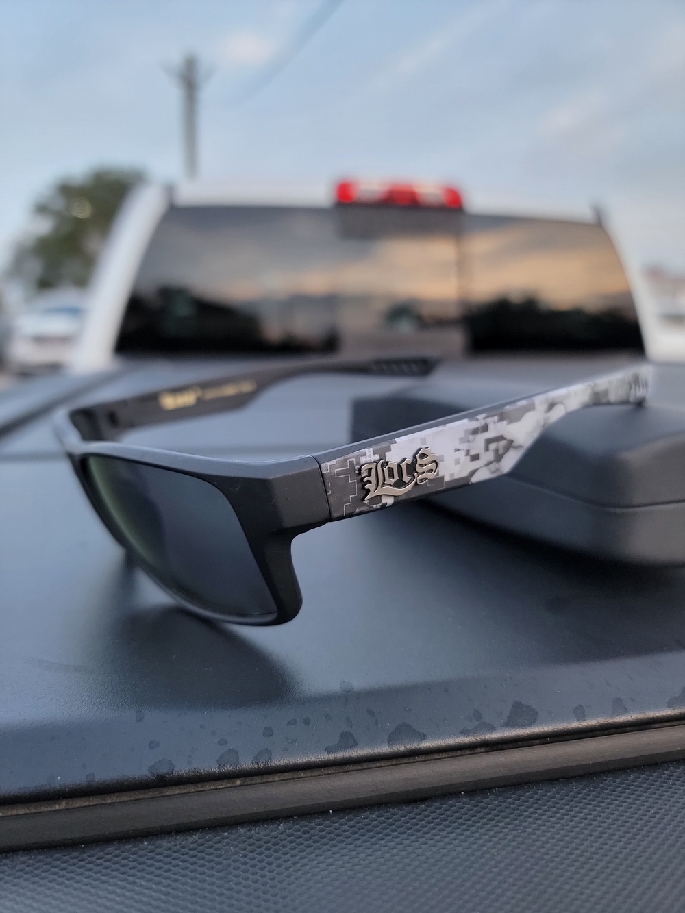 Mens Locs Sunglasses - Black with Gray Camo Temples